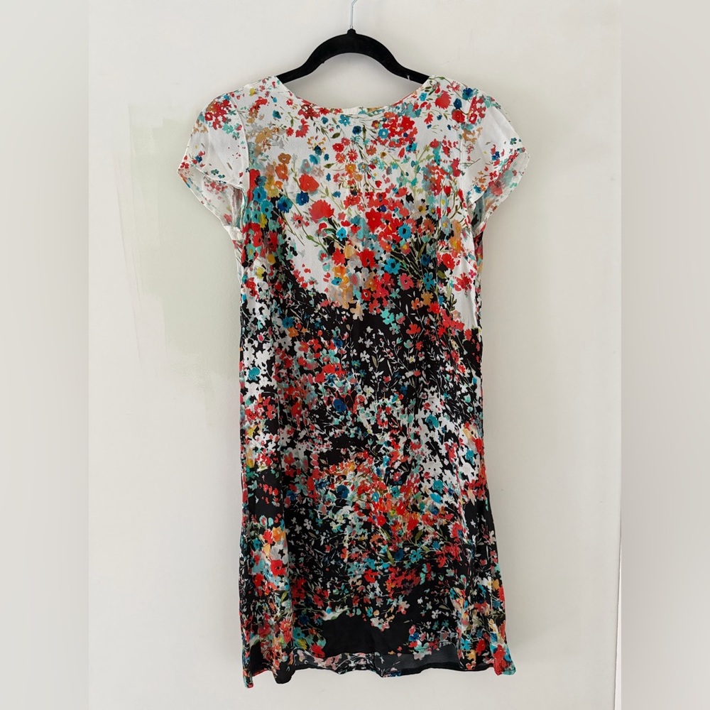 Floral Print Short-Sleeve Dress - Multicolor